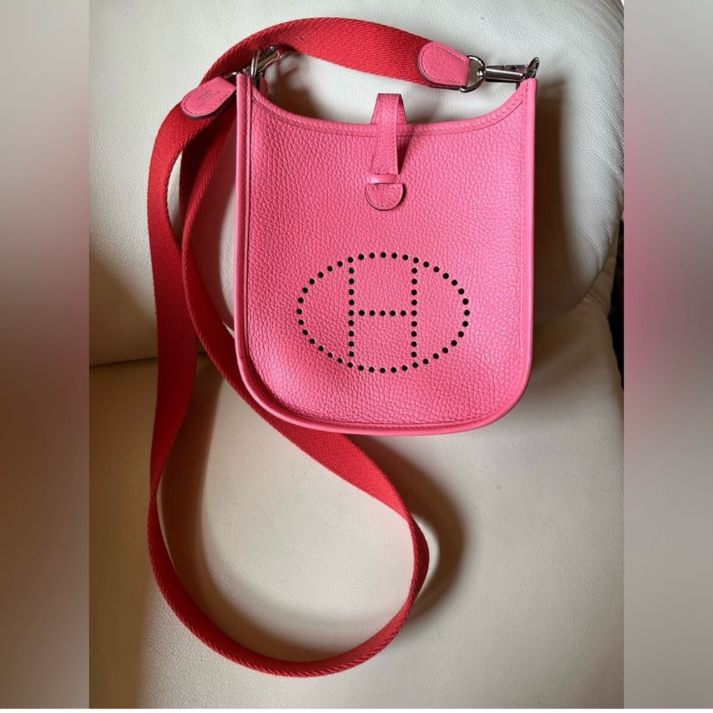 Hermes Pink Baby Bag with Red Strap